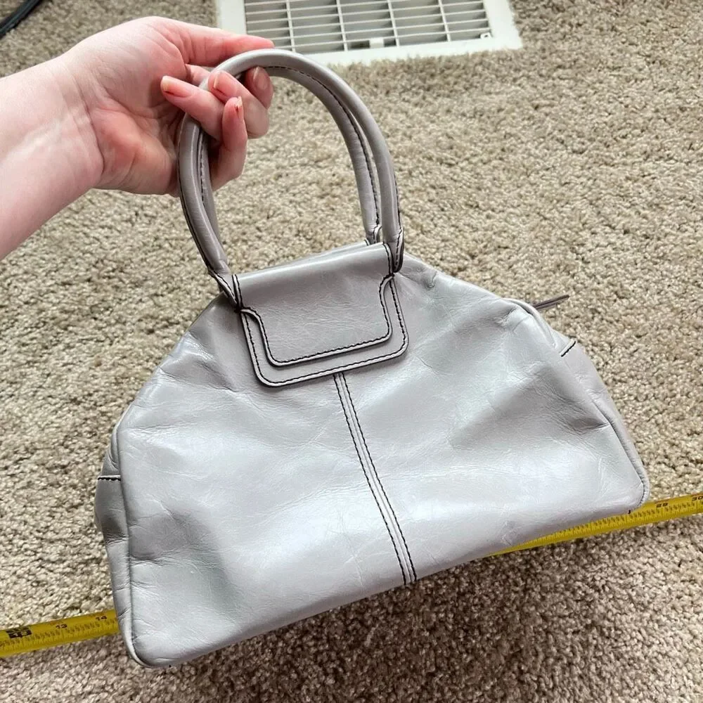 HOBO Sheila Leather Satchel Grey Top Handle Bag Minimal Quiet Luxury - Picture 7 of 16